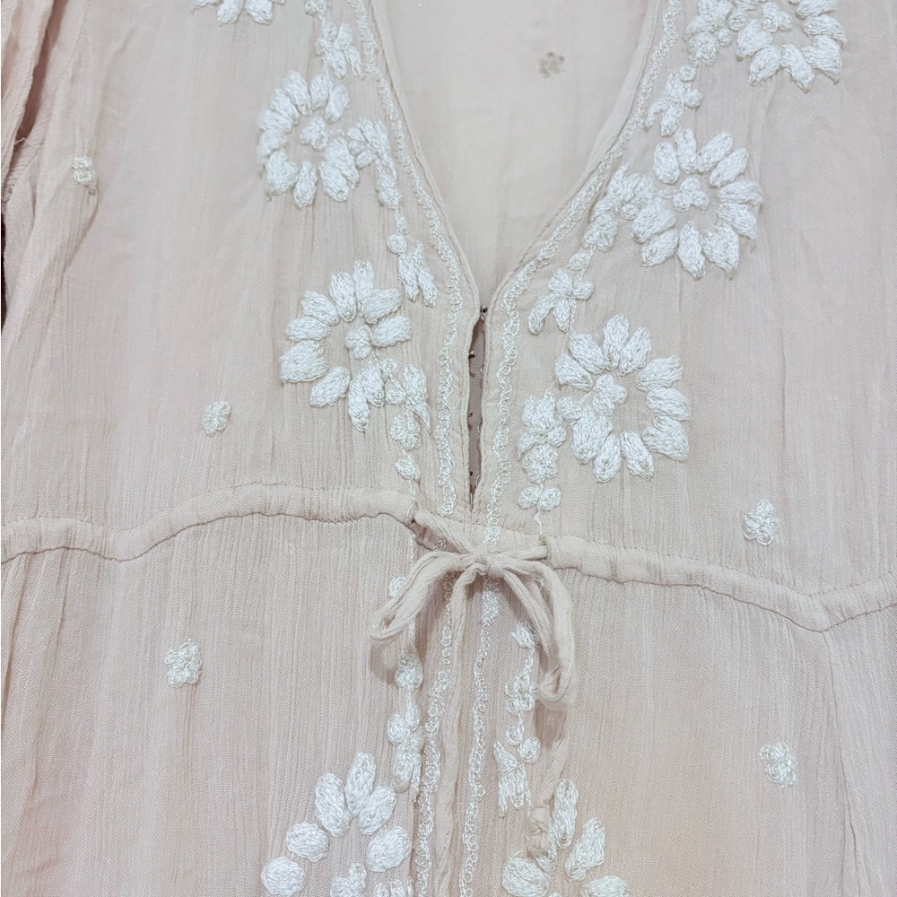 Embroidered Midi Dress with white Floral Design - Picture 5 of 6